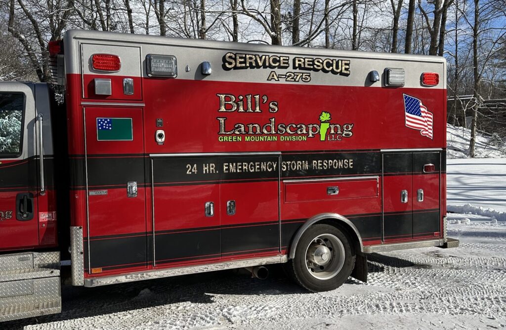 Bill's Landscaping 24-hour emergency storm response truck